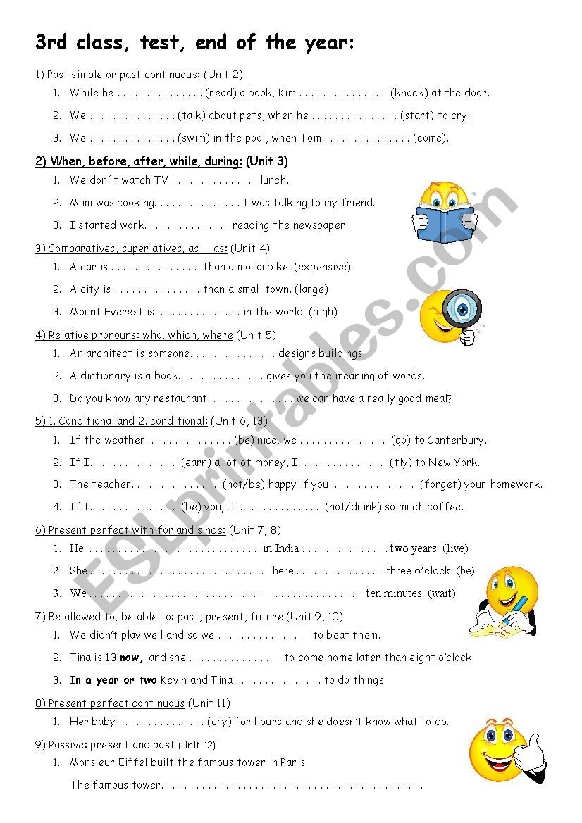 MORE 3 Final Test 3rd Class Grammar Of A Whole Year Key ESL Worksheet By Dietze
