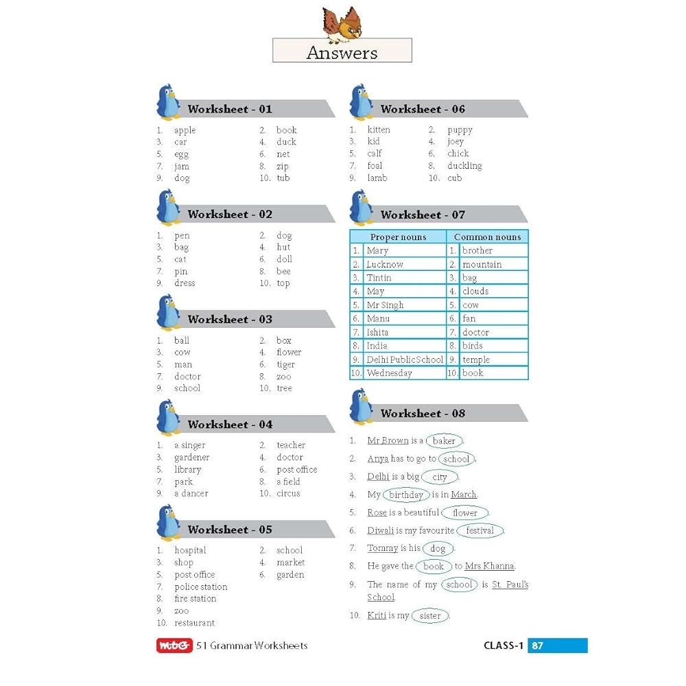 MTG 51 English Grammar Worksheets Class 1 Taiwan Ubuy