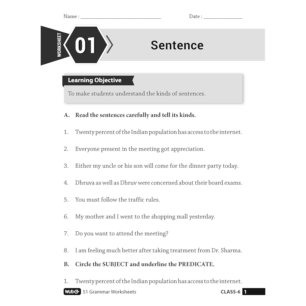Grammar Worksheets Grade 6 Grammar Worksheets Grade 6
