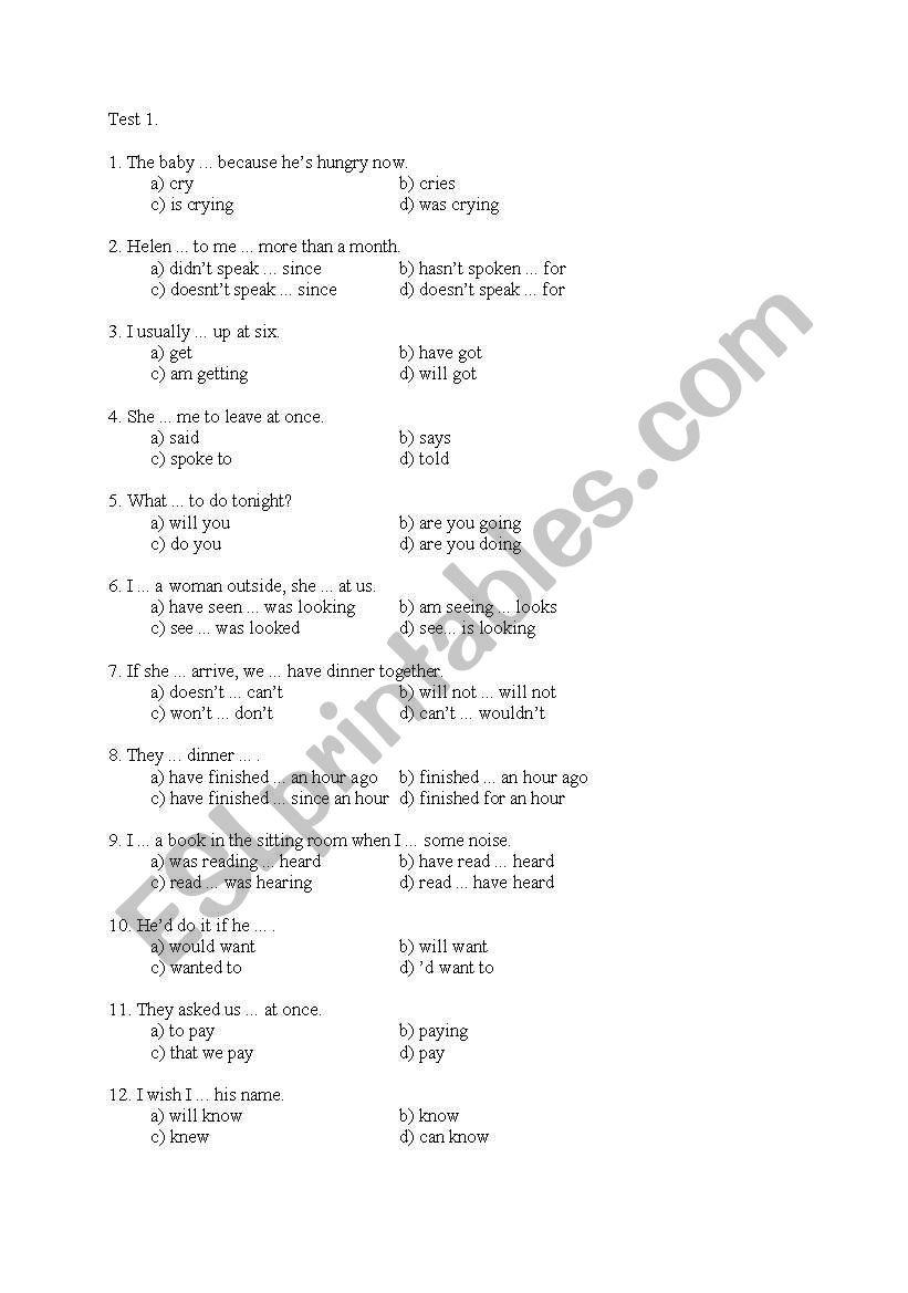 Multiple Choice Grammar Worksheets Multiple Choice Grammar Worksheets