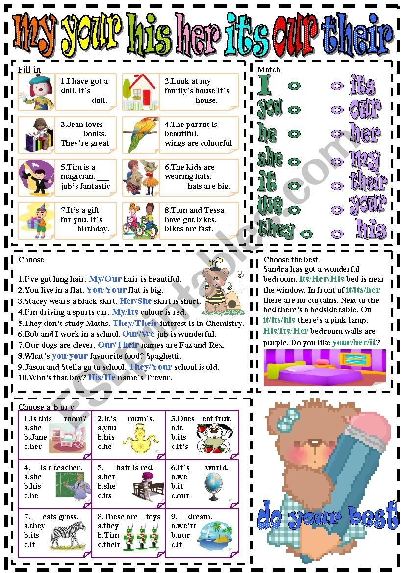My your his her its our their ESL Worksheet By LILIAAMALIA My your his her its our their ESL Worksheet By LILIAAMALIA