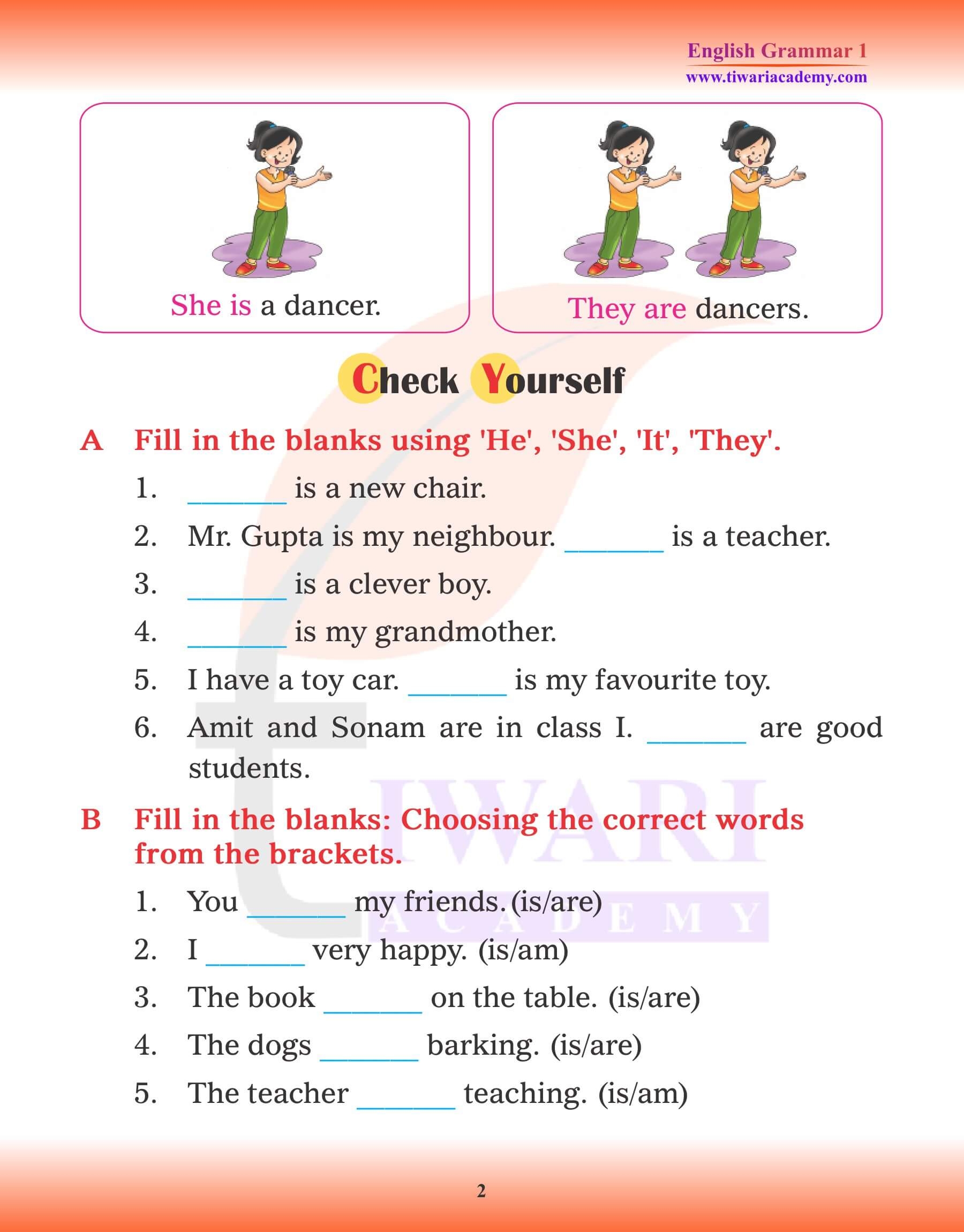 NCERT Solutions For Class 1 English Grammar Chapter 8 Am Is And Are NCERT Solutions For Class 1 English Grammar Chapter 8 Am Is And Are