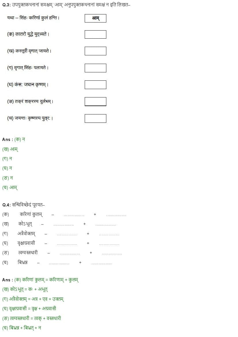 NCERT Solutions For Class 8 Sanskrit Old Book 