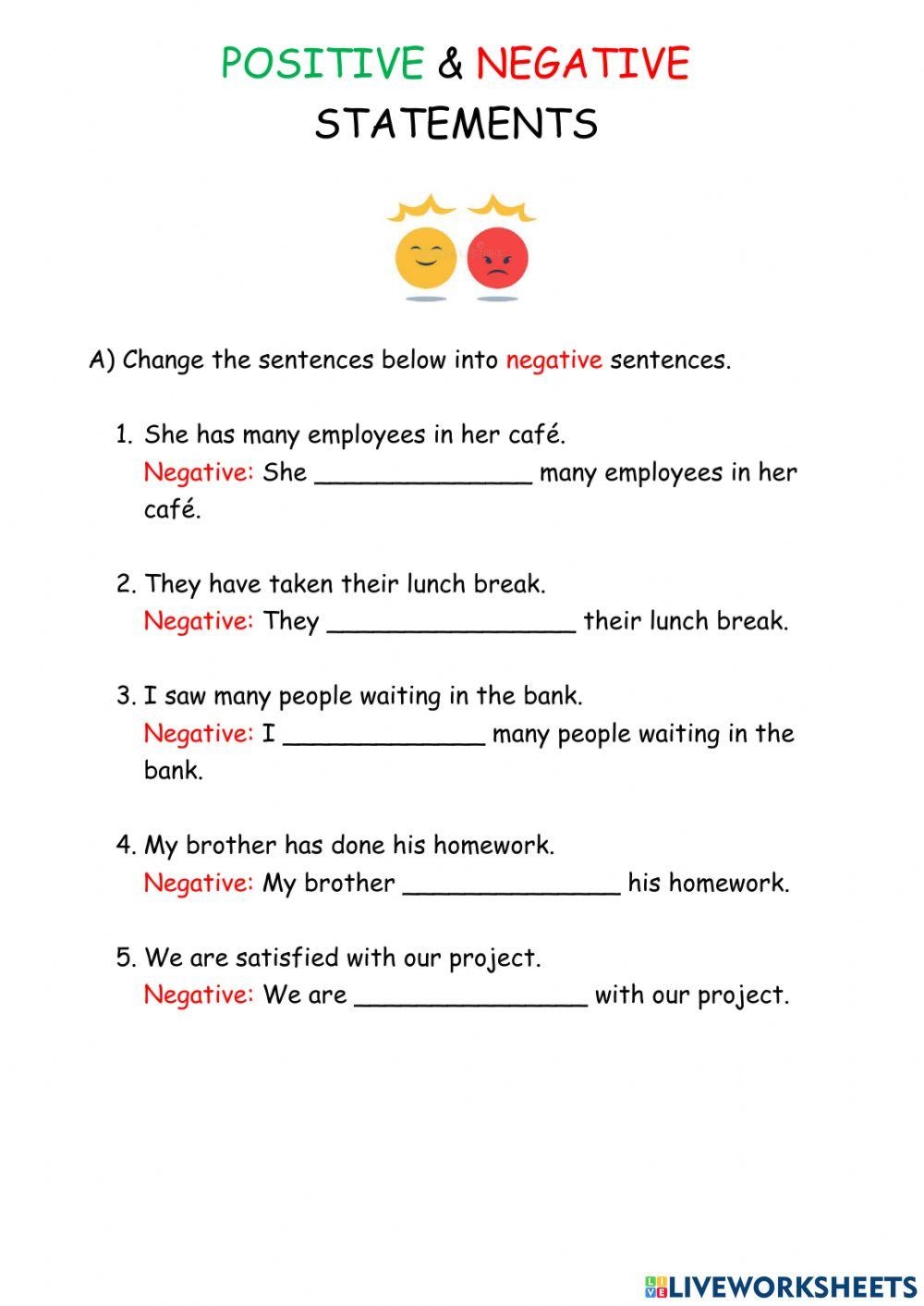 Negative Posi Free Interactive Worksheets 1590841