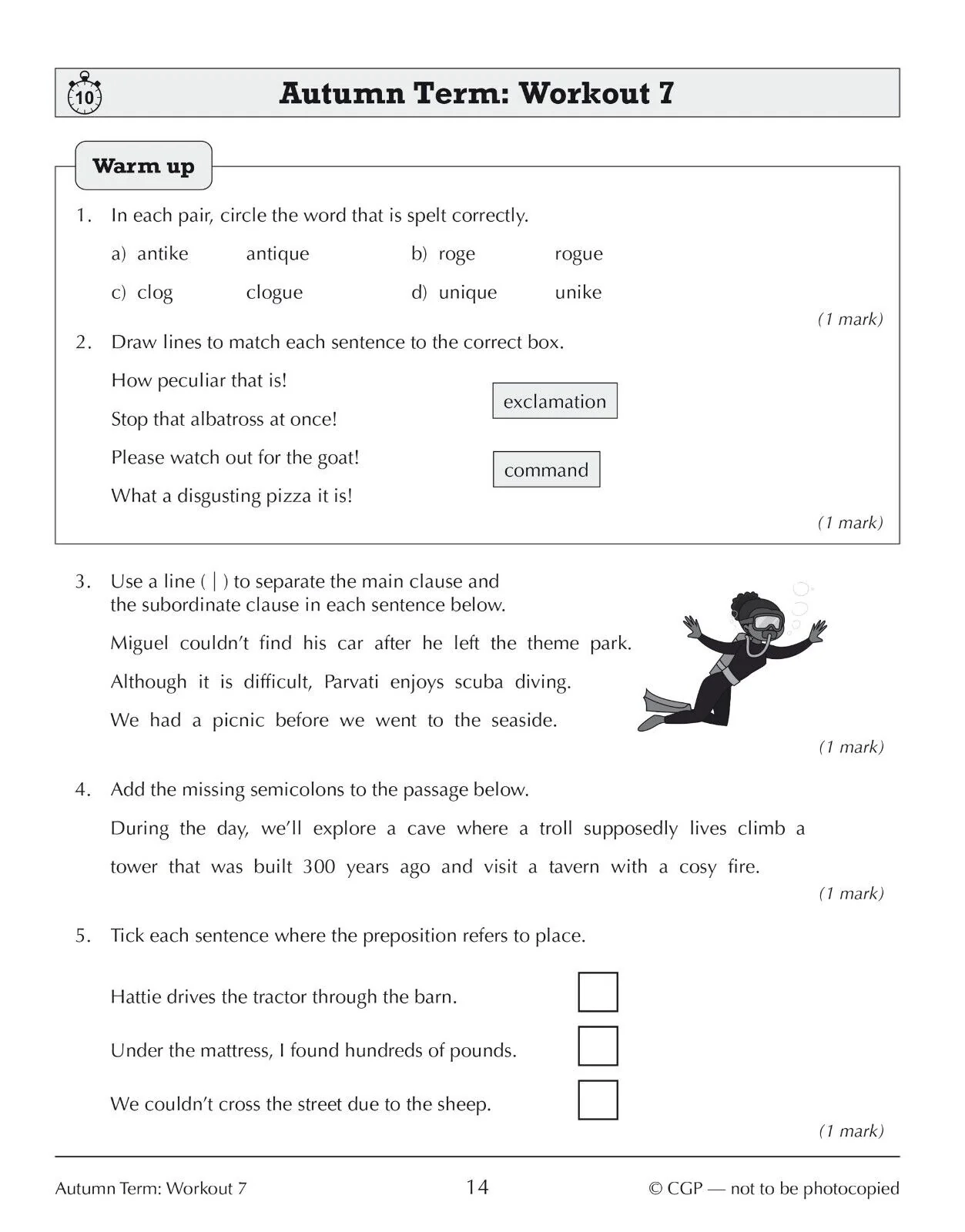 New KS3 English Year 7 Spelling Punctuation Grammar 10 Minute Workouts Books Goods