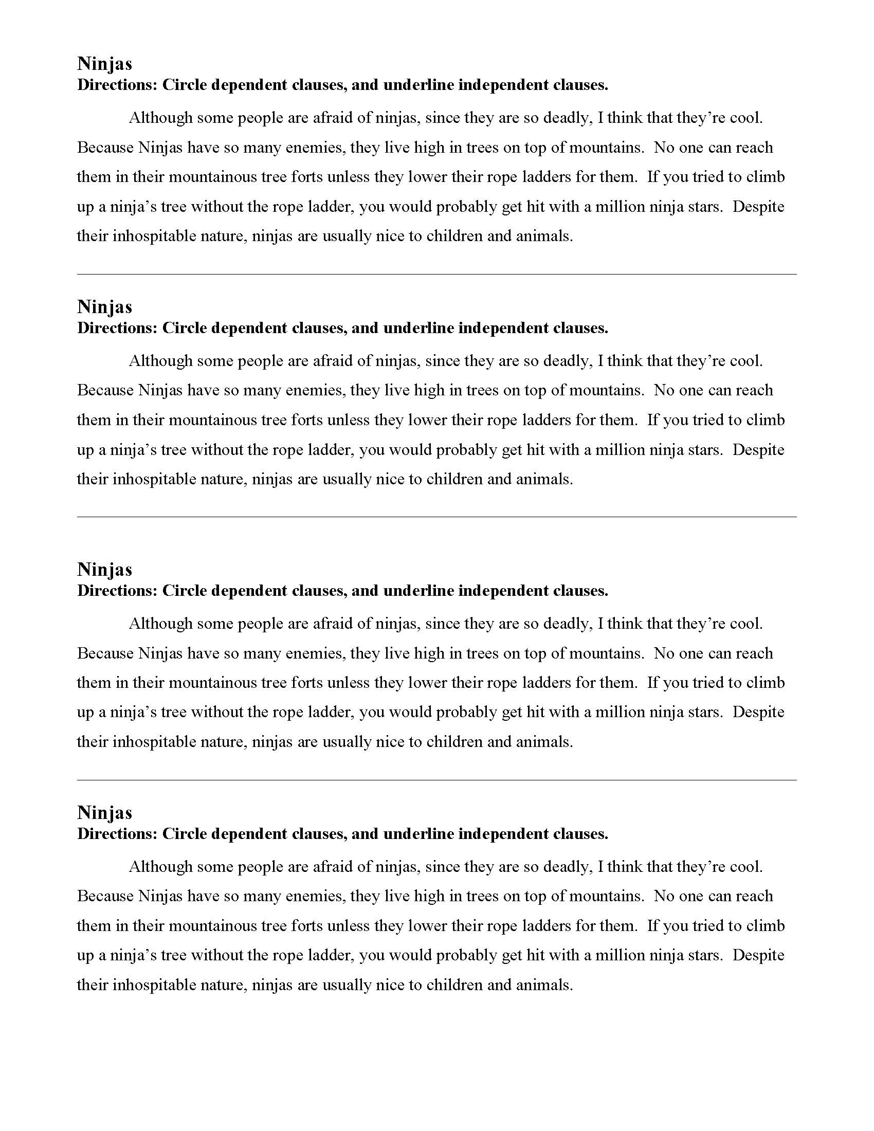 Grammar Ninja Worksheet Answers