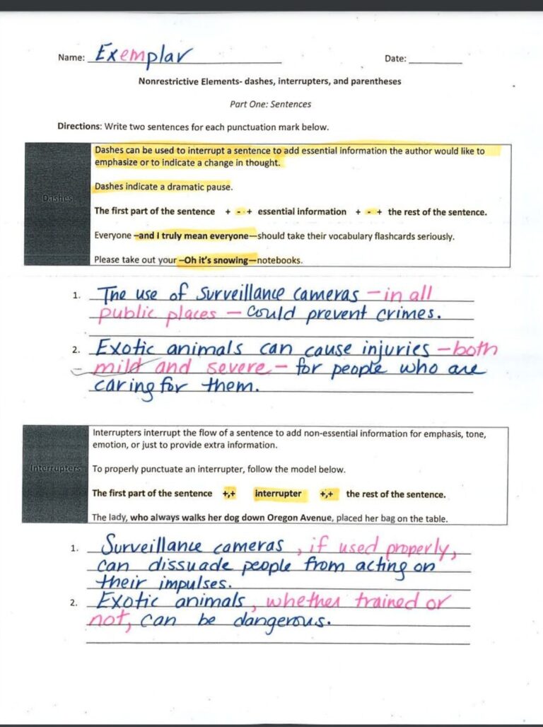 Nonrestrictive Elements Dashes Interrupters And Parentheses Etsy