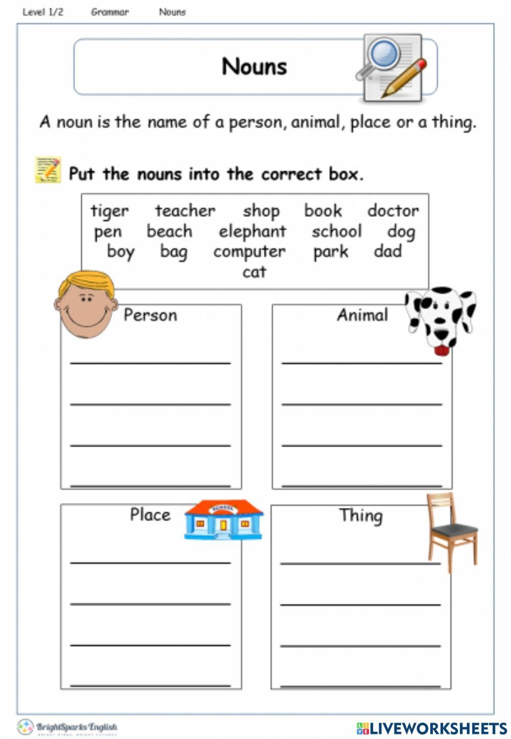 Noun Free Interactive Worksheets 1264114