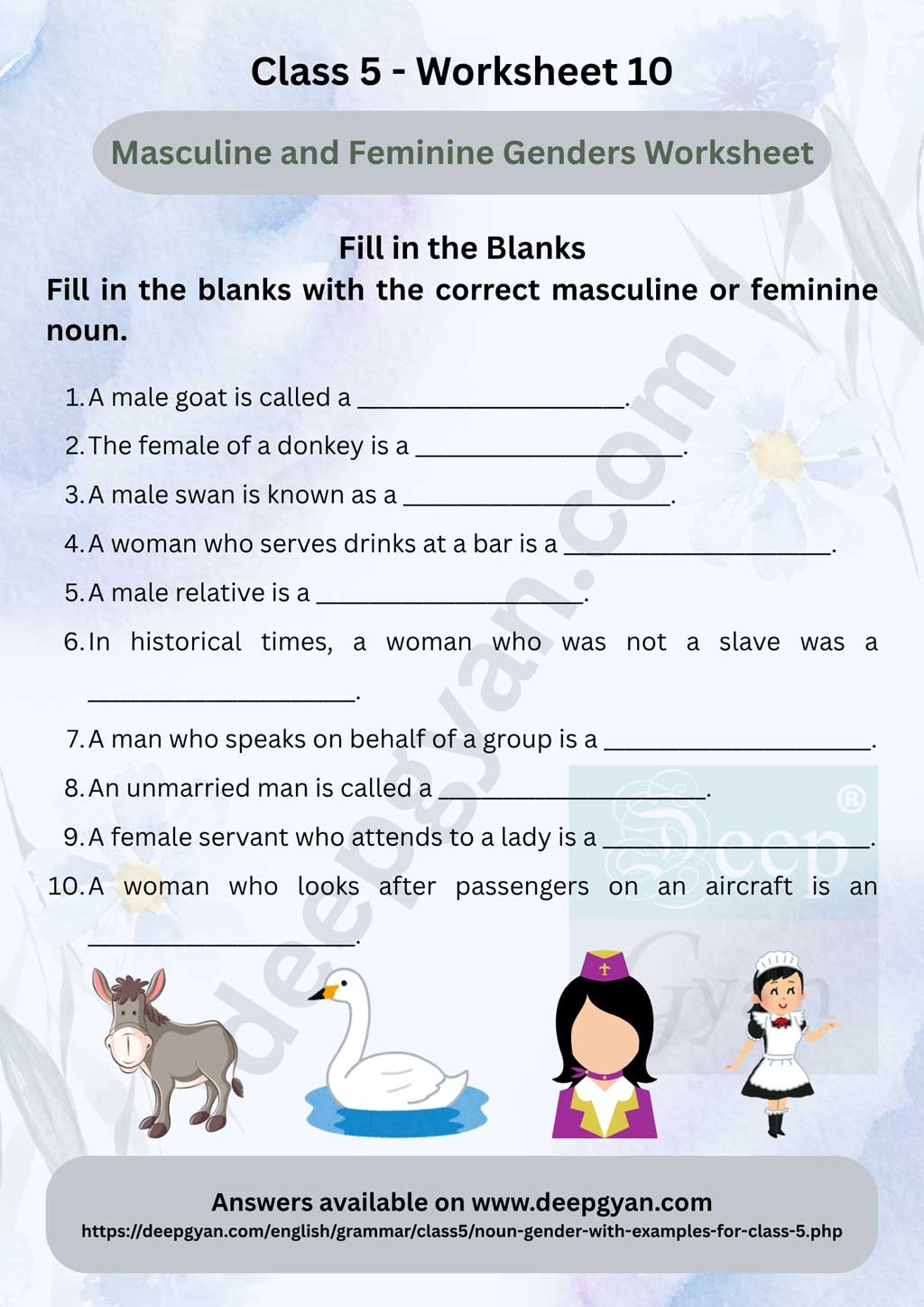 Noun Gender For Class 5 Masculine Feminine Common Neuter