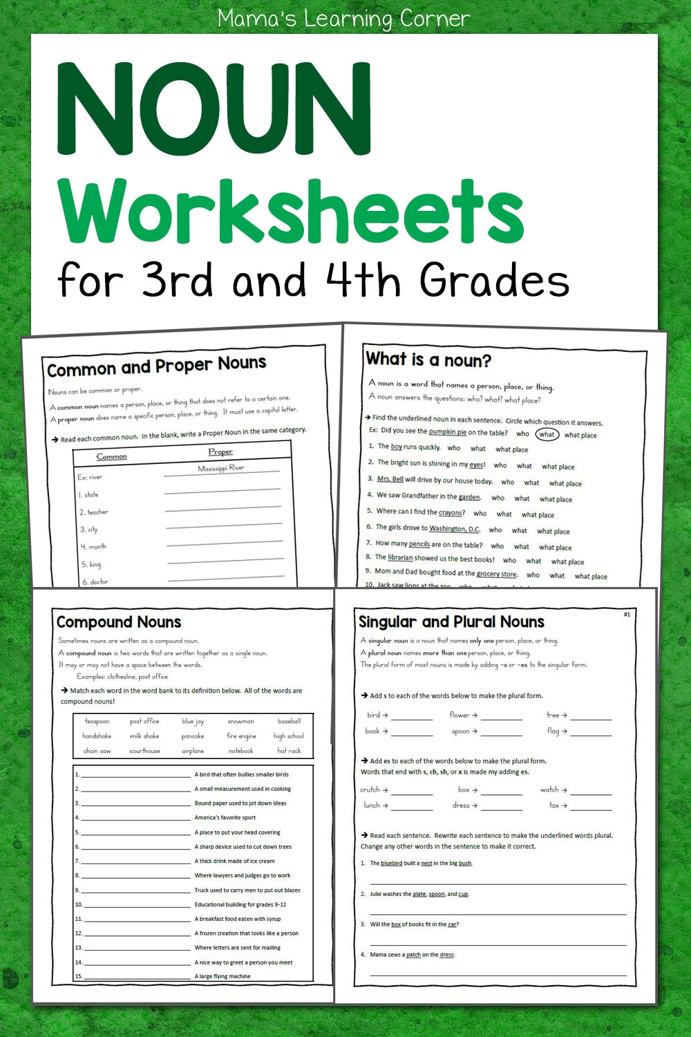 Noun Worksheets For 3rd And 4th Grades Mamas Learning Corner Noun Worksheets For 3rd And 4th Grades Mamas Learning Corner