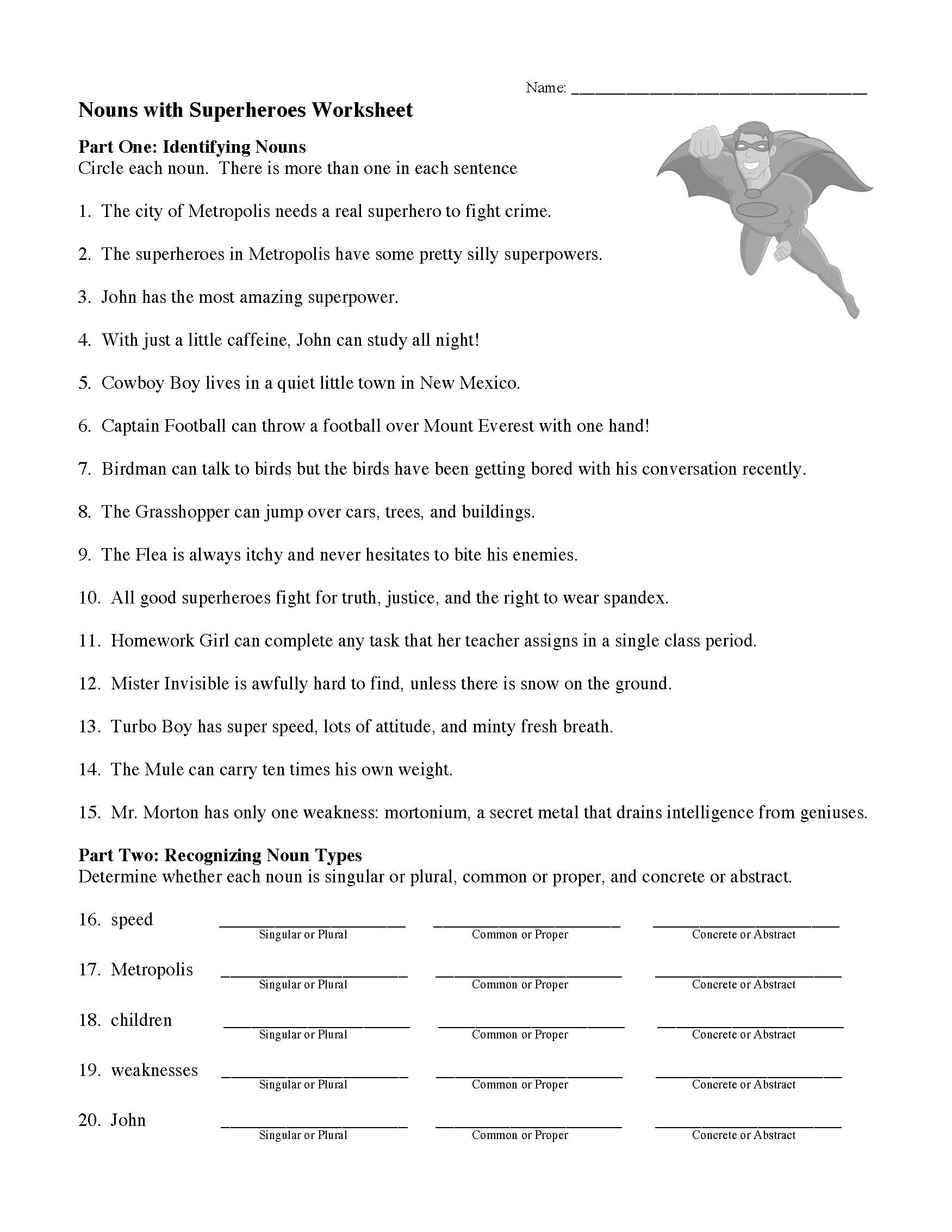 English Grammar Nouns Worksheets