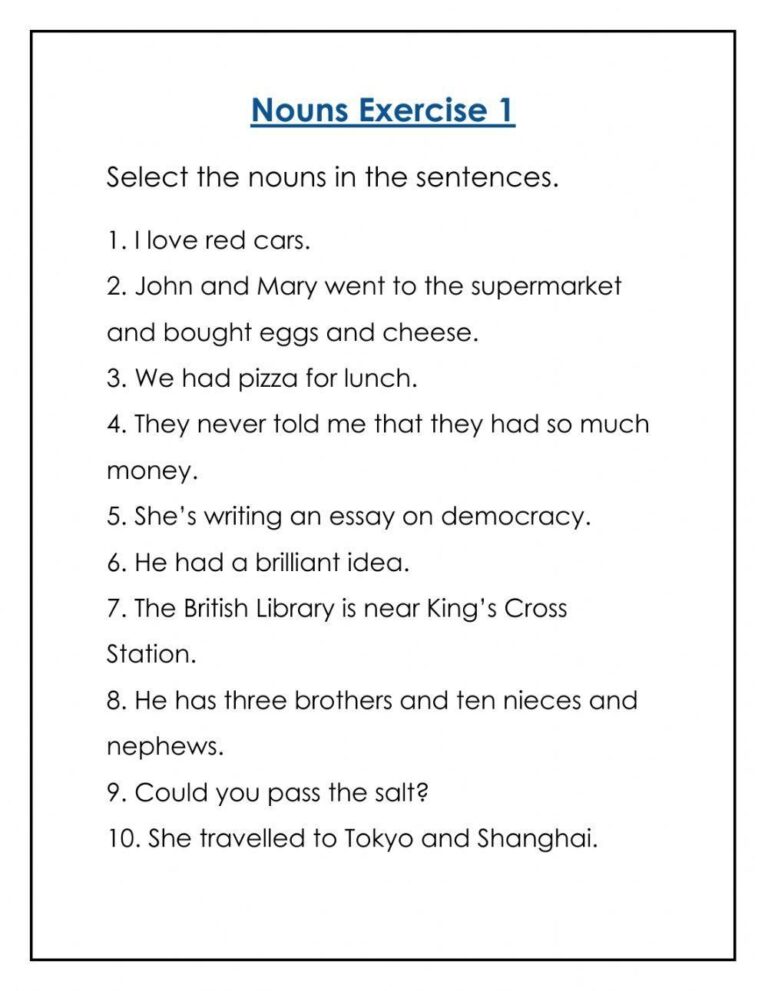 Nouns Exercise Free Interactive Worksheets 224607