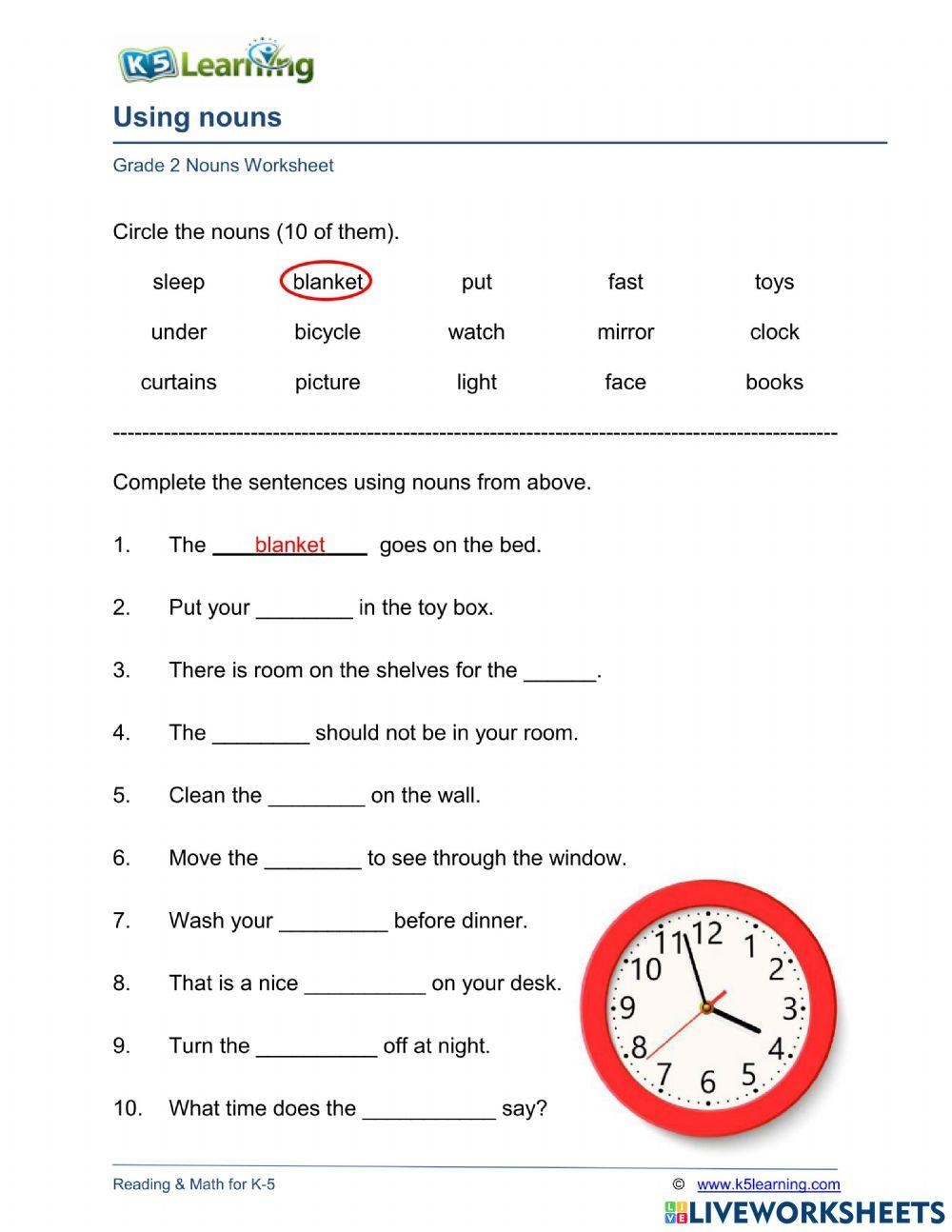 English Grammar Worksheets For Class 2