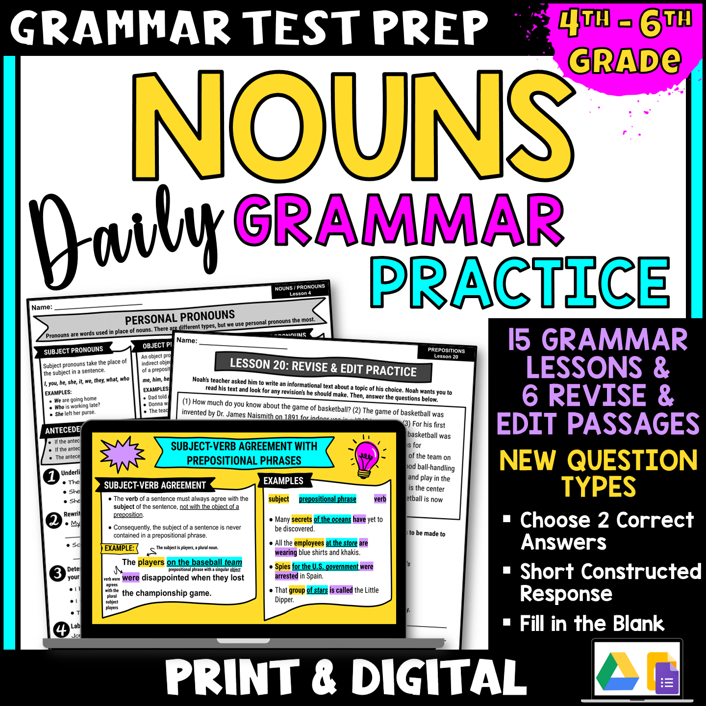 Nouns Pronouns Prepositions Daily Grammar And Revise Edit Practice Made By Teachers