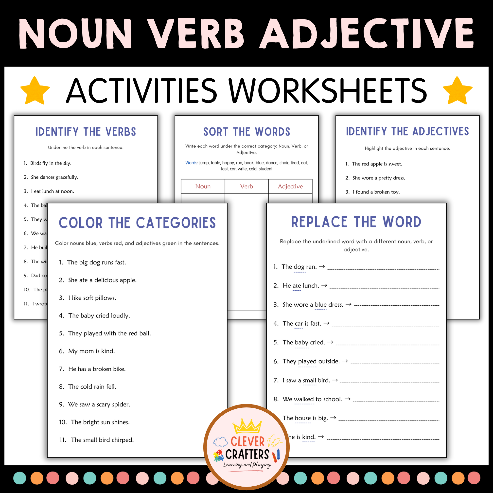 Nouns Verbs And Adjectives Worksheets Grammar Worksheets 1st And 2nd Grade Made By Teachers Nouns Verbs And Adjectives Worksheets Grammar Worksheets 1st And 2nd Grade Made By Teachers