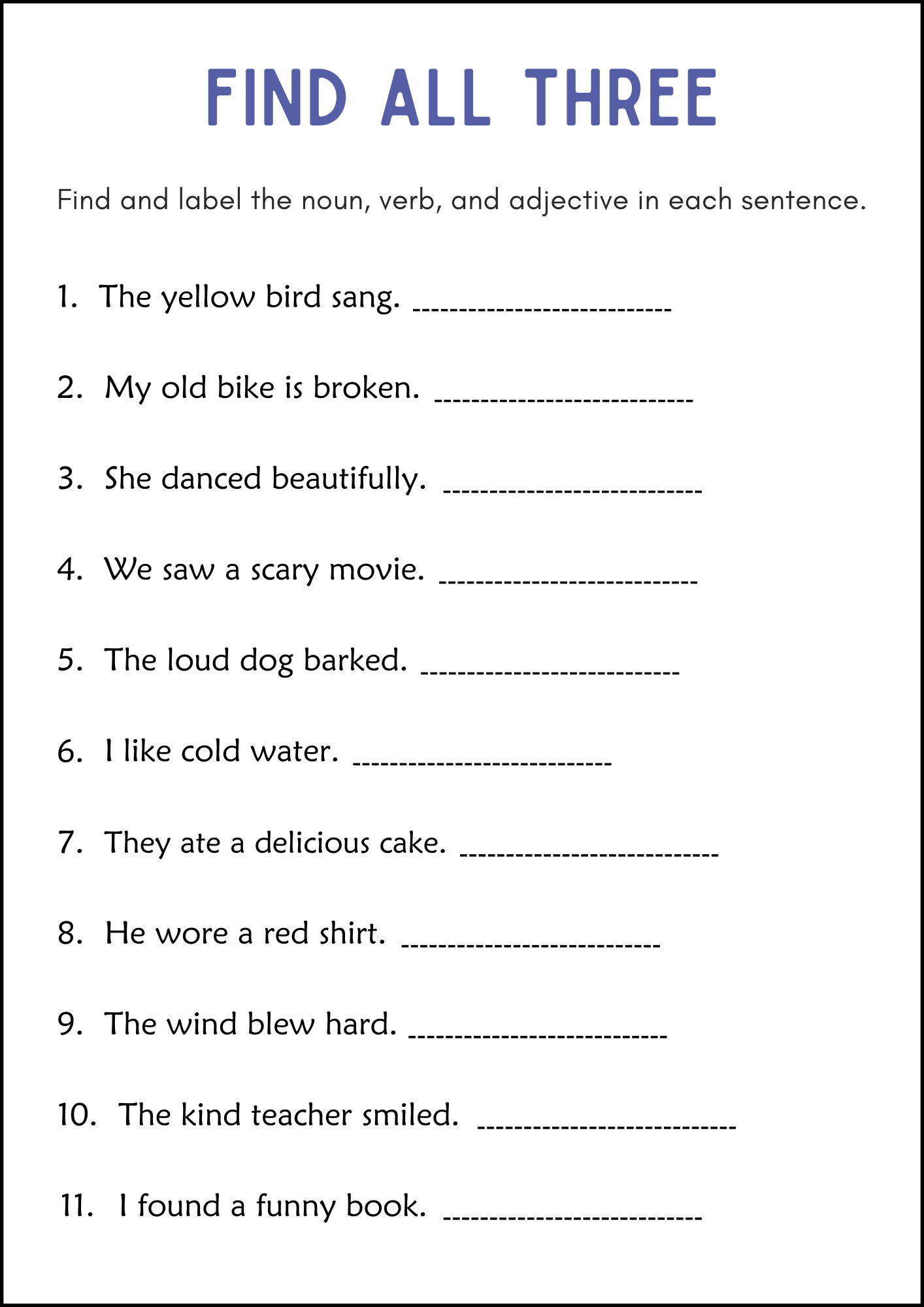 Nouns Verbs And Adjectives Worksheets Grammar Worksheets 1st And 2nd Grade Made By Teachers Nouns Verbs And Adjectives Worksheets Grammar Worksheets 1st And 2nd Grade Made By Teachers