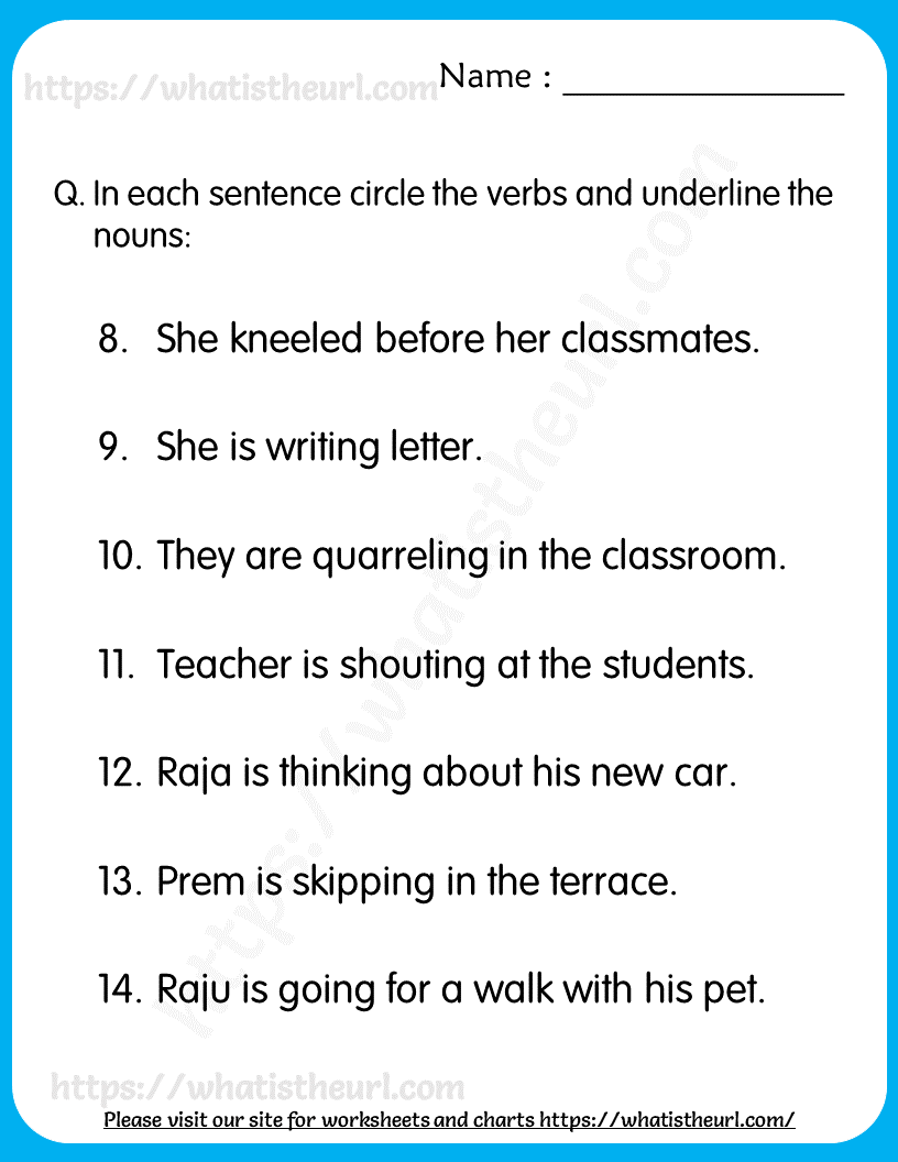 3rd Grammar Nouns And Verbs Worksheet