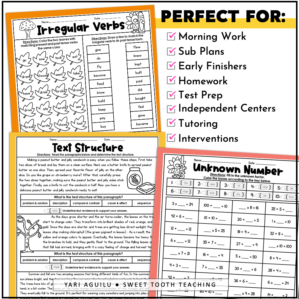 November 3rd Grade Review Worksheets Math Grammar Reading November 3rd Grade Review Worksheets Math Grammar Reading