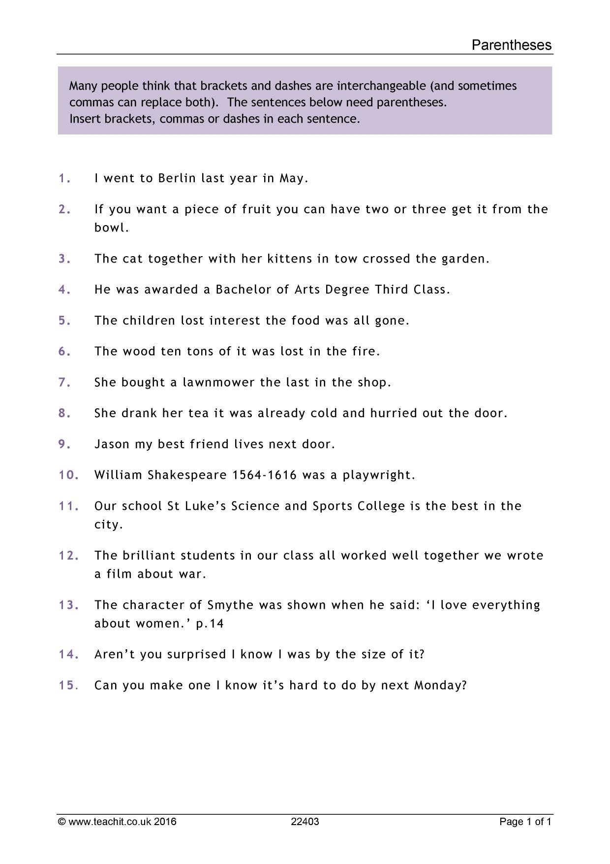 Parentheses KS3 English Teachit Parentheses KS3 English Teachit