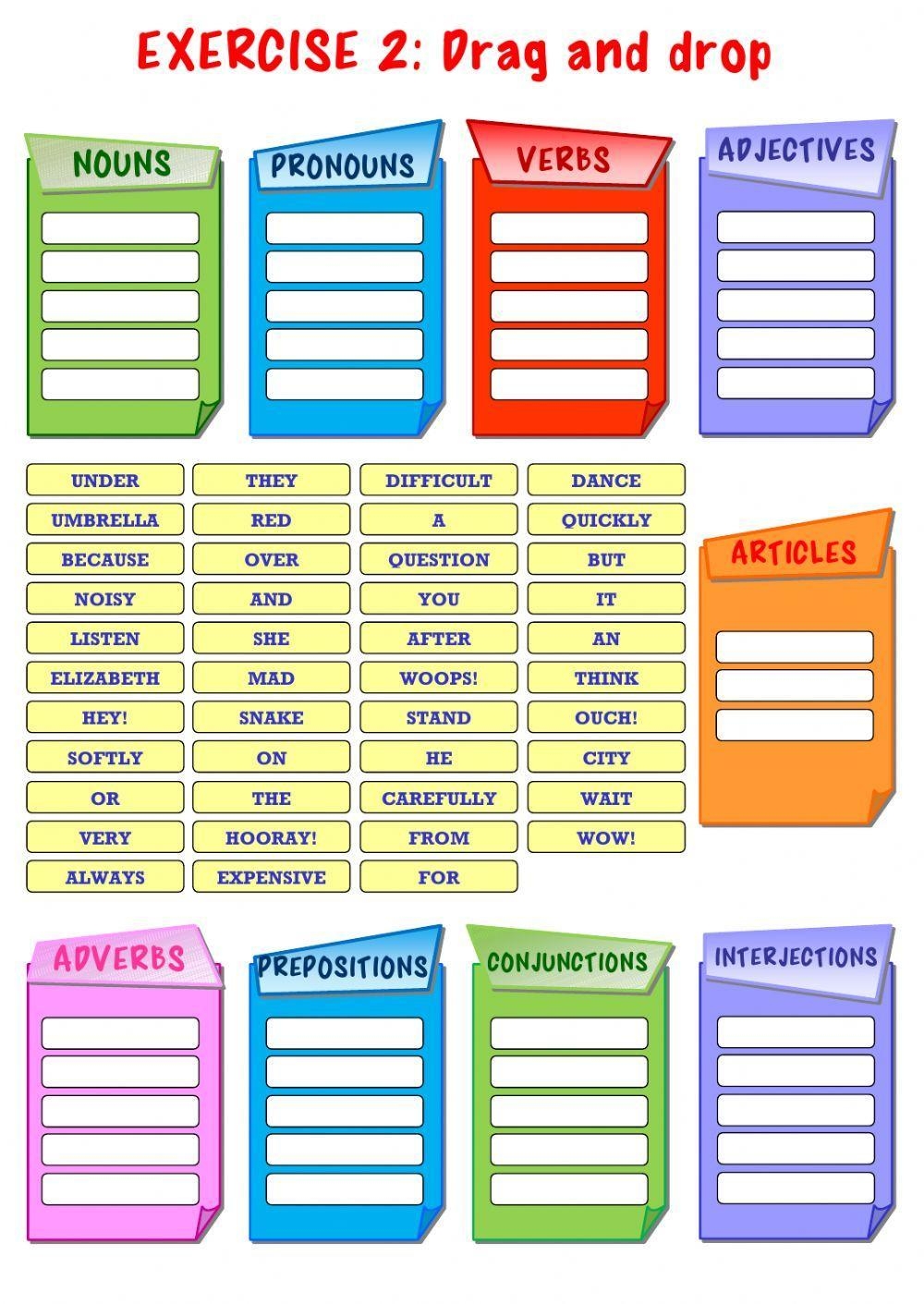 Parts Of Speech Free Interactive Worksheets 44780