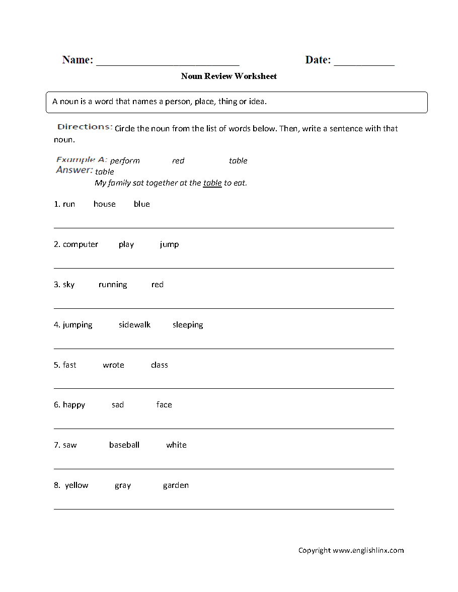 Parts Speech Worksheets Noun Worksheets Parts Speech Worksheets Noun Worksheets