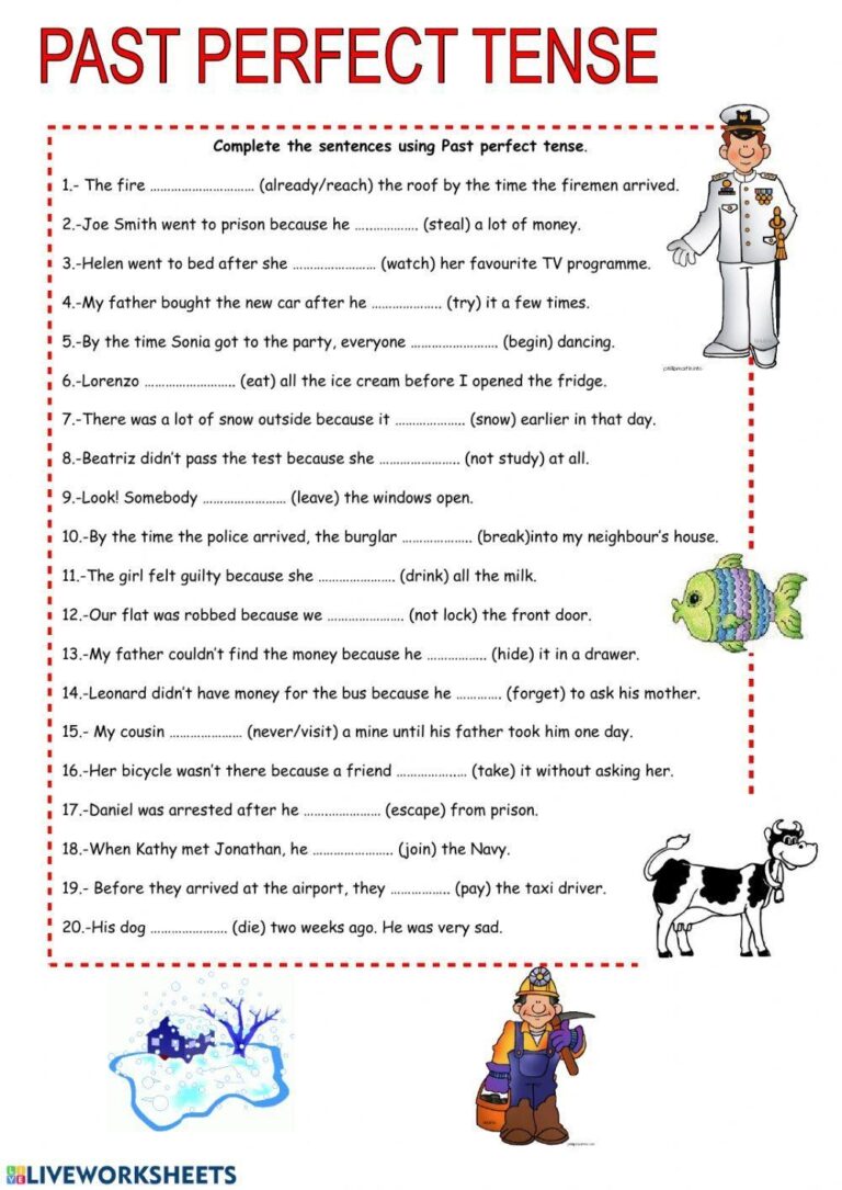 Past Perfect Free Interactive Worksheets 53254