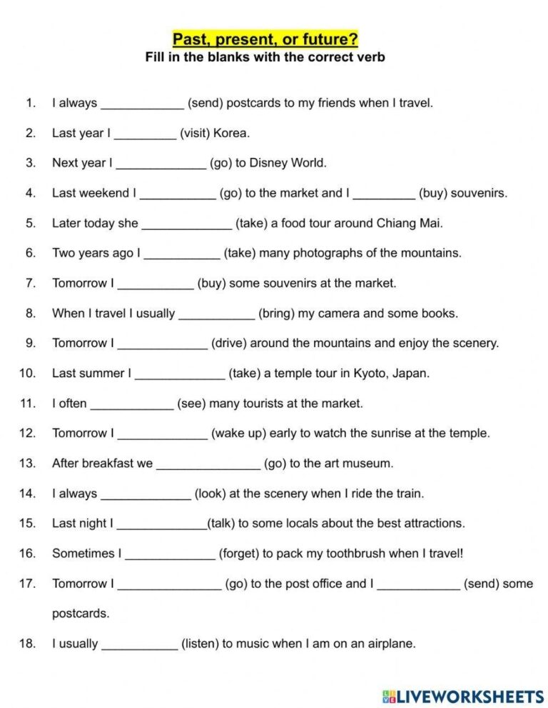 Past Present Free Interactive Worksheets 1316468