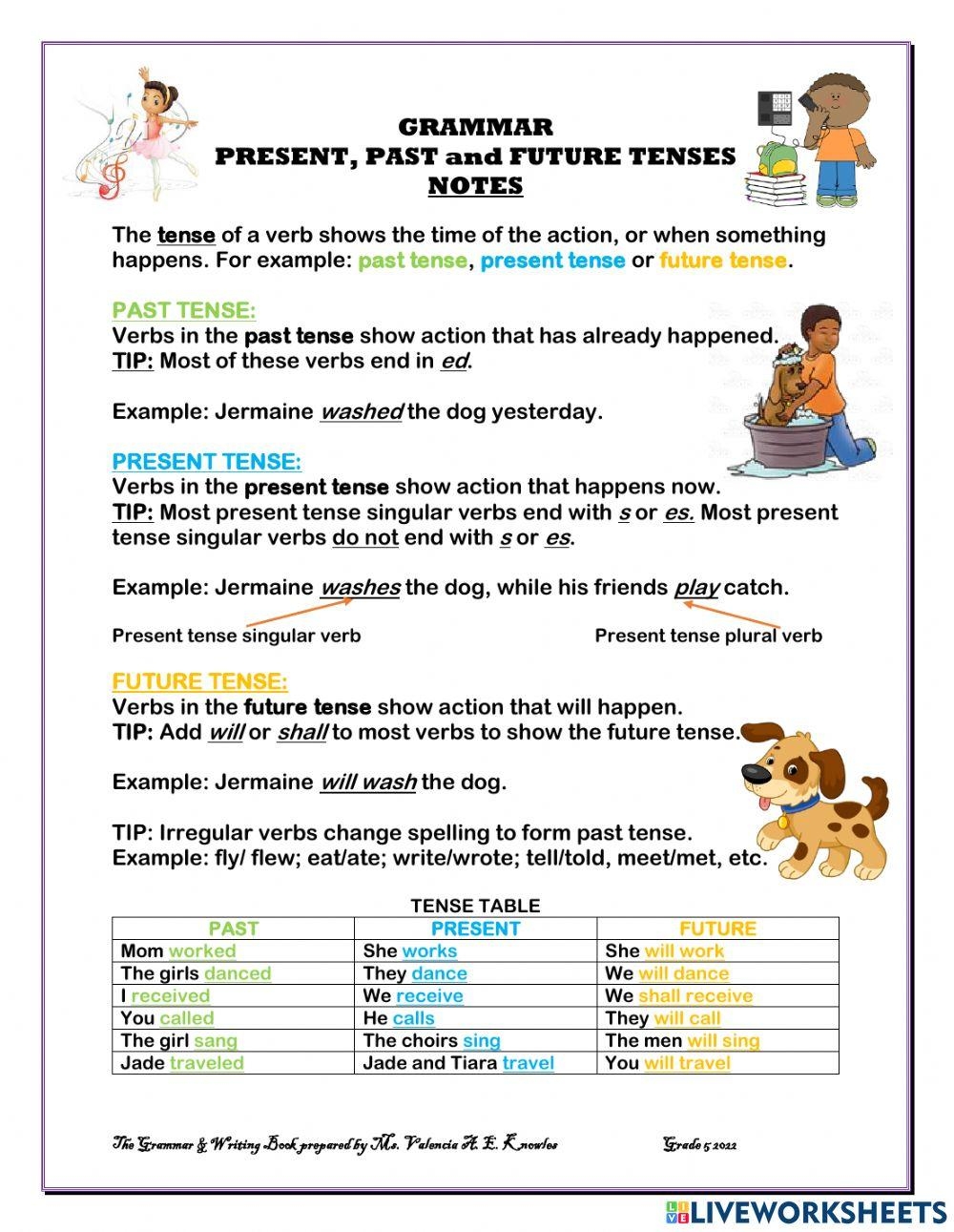 Past Present U0026 Free Interactive Worksheets 1798176
