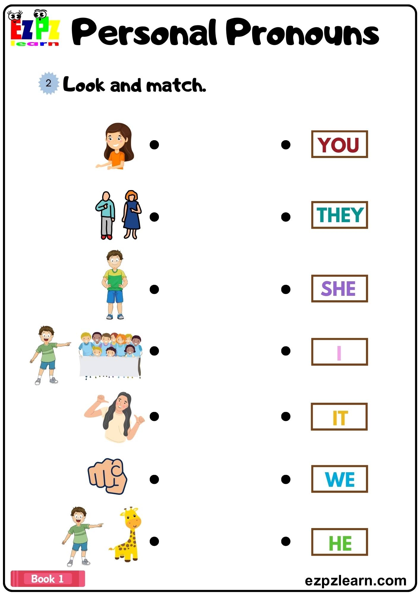 Personal Pronouns Look And Match The Images With The Words Grammar Worksheet Book 1 Ezpzlearn Personal Pronouns Look And Match The Images With The Words Grammar Worksheet Book 1 Ezpzlearn