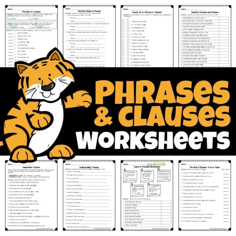 Phrases And Clauses Exercises Free Worksheets For 7th 12th Grade