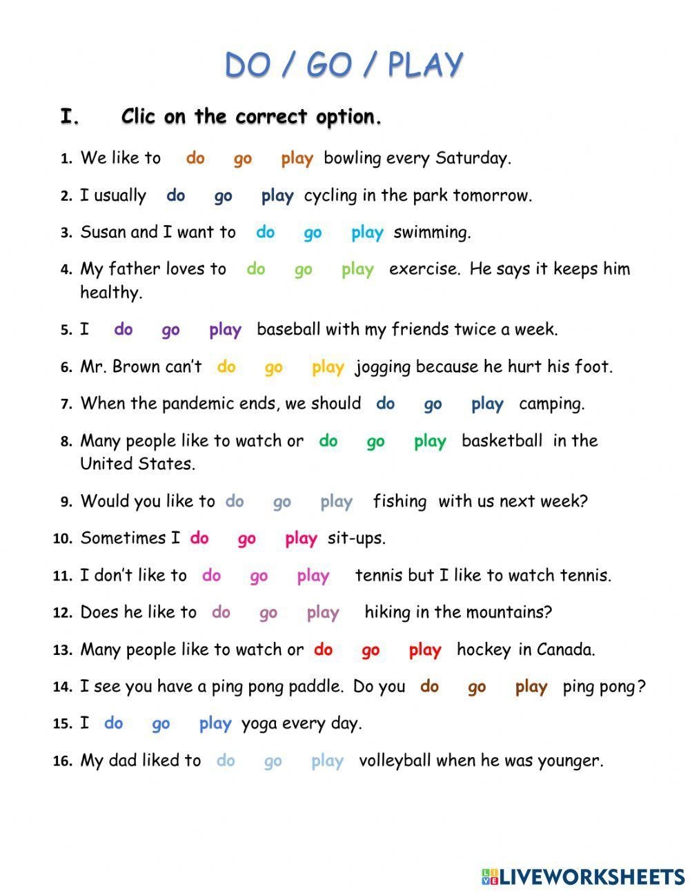 Play Go Do Free Interactive Worksheets 772008 Play Go Do Free Interactive Worksheets 772008