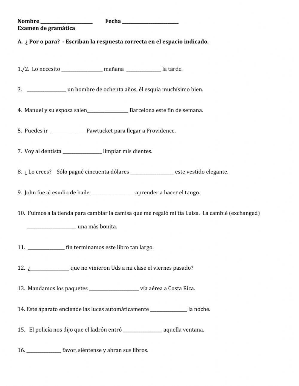 Por Vs Para Free Interactive Worksheets 483612 Por Vs Para Free Interactive Worksheets 483612