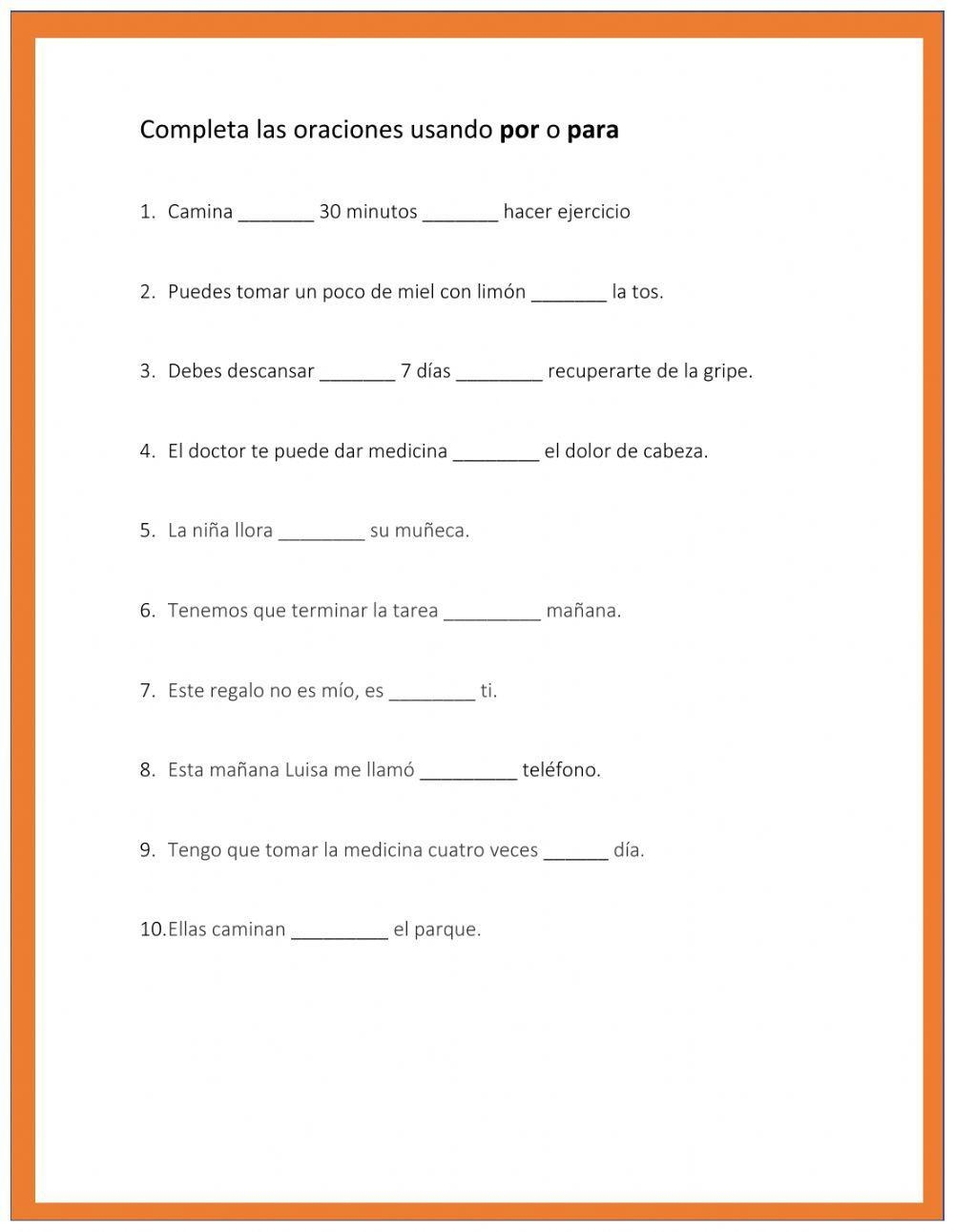 POR Vs PARA Free Interactive Worksheets 638483 POR Vs PARA Free Interactive Worksheets 638483