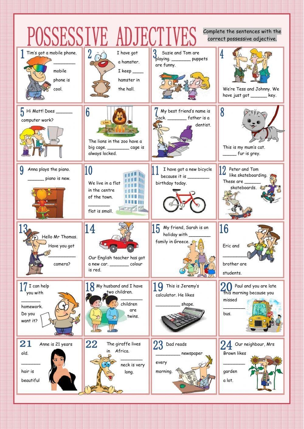 Grammar Worksheet Possessive Adjectives Resueltos Grammar Worksheet Possessive Adjectives Resueltos