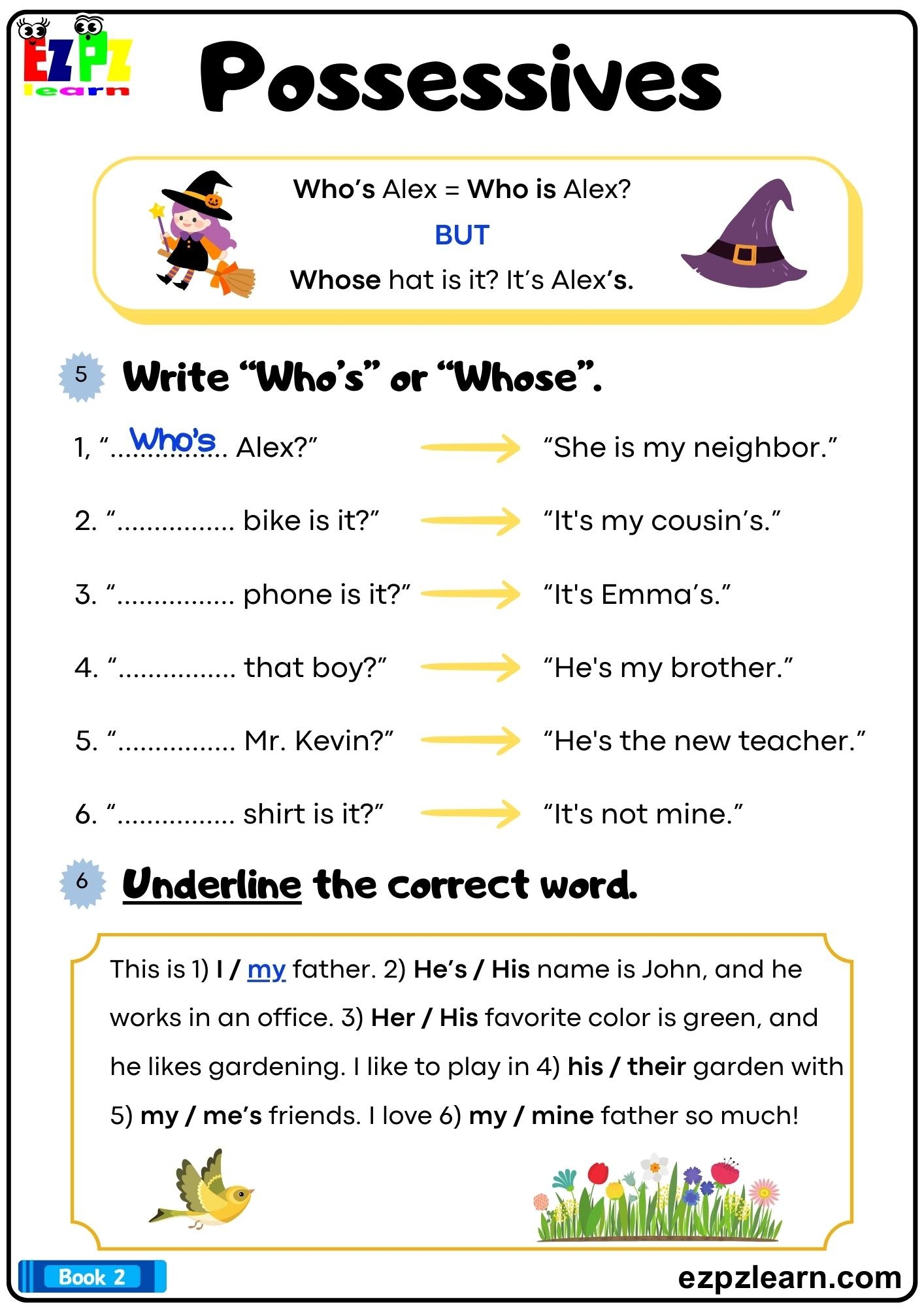 Possessives Write Who s Or Whose Grammar Worksheet Bk2 Printable Pdf Ezpzlearn