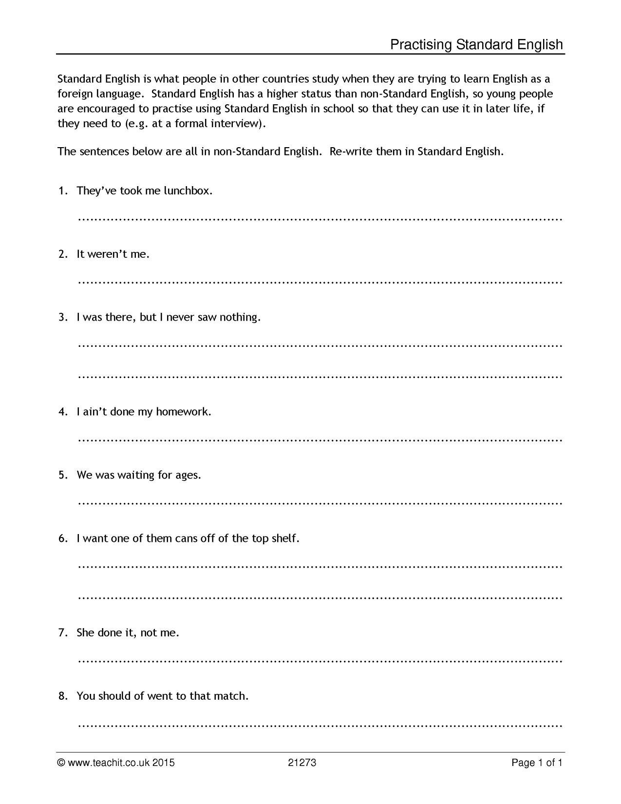 Practising Standard English KS3 English Teachit Practising Standard English KS3 English Teachit