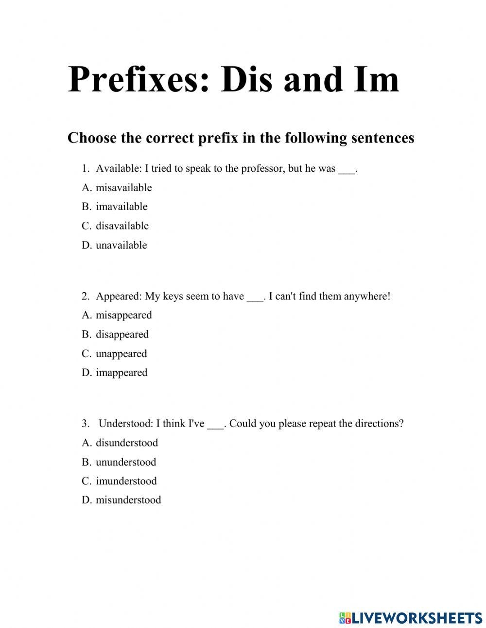 Prefixes Dis A Free Interactive Worksheets 1183843 Prefixes Dis A Free Interactive Worksheets 1183843