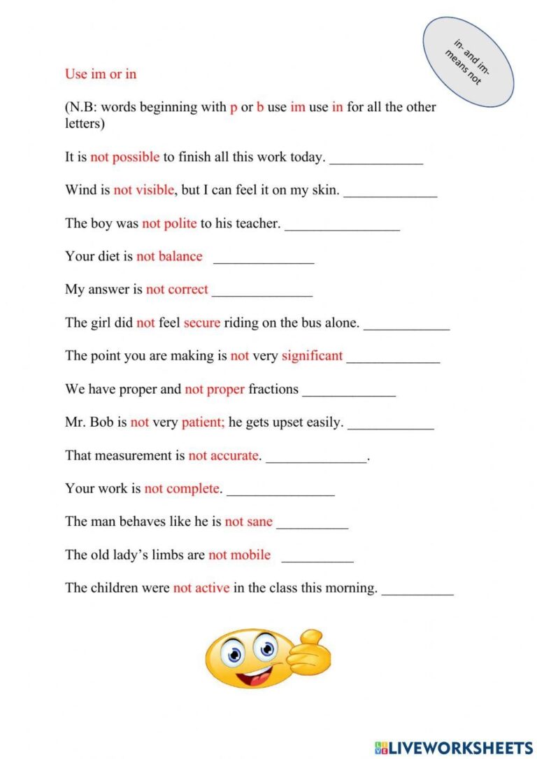 Prefixes In And Free Interactive Worksheets 1607752