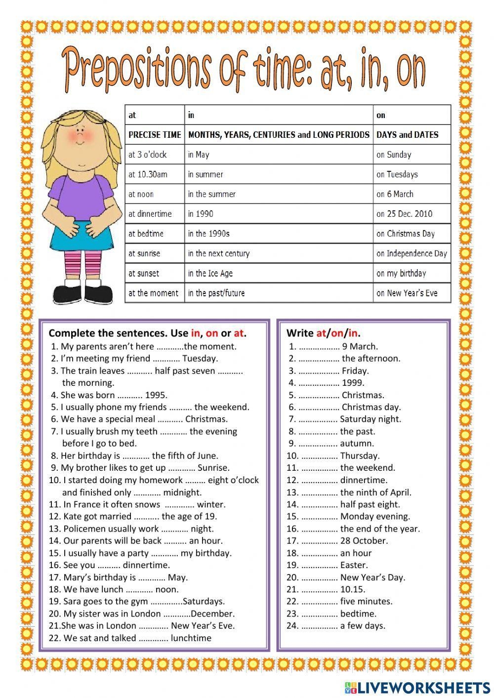 Prepositions Of Free Interactive Worksheets 1155392
