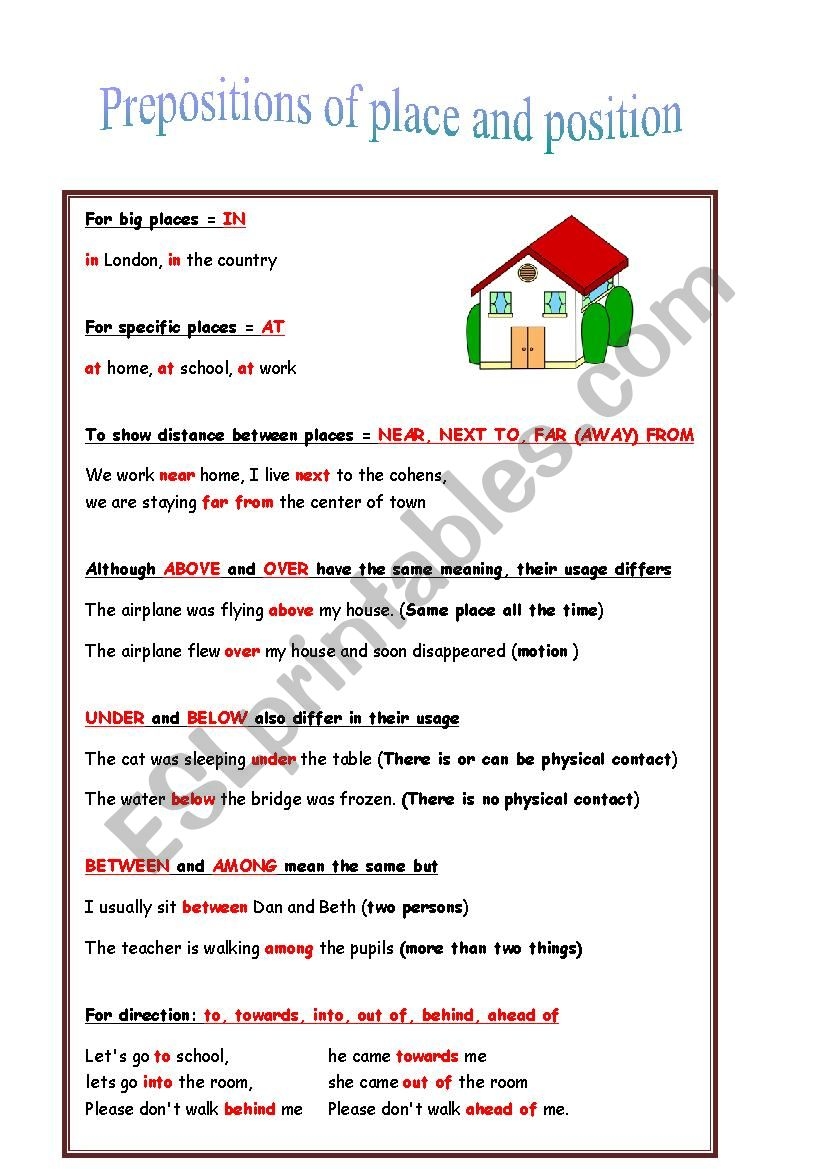 Prepositions Of Place And Position Rules Exercises ESL Worksheet By Neryas Prepositions Of Place And Position Rules Exercises ESL Worksheet By Neryas