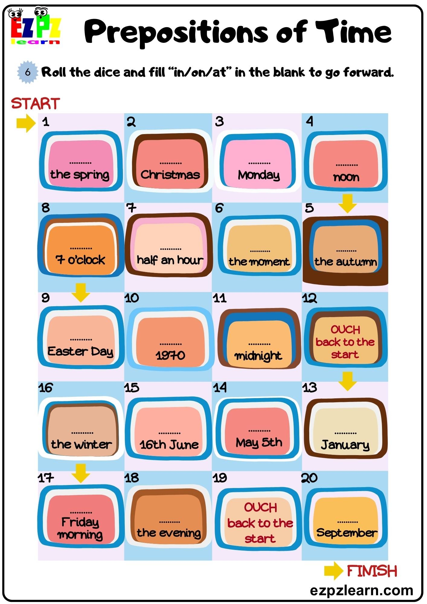 Prepositions Of Time Ezpzlearn