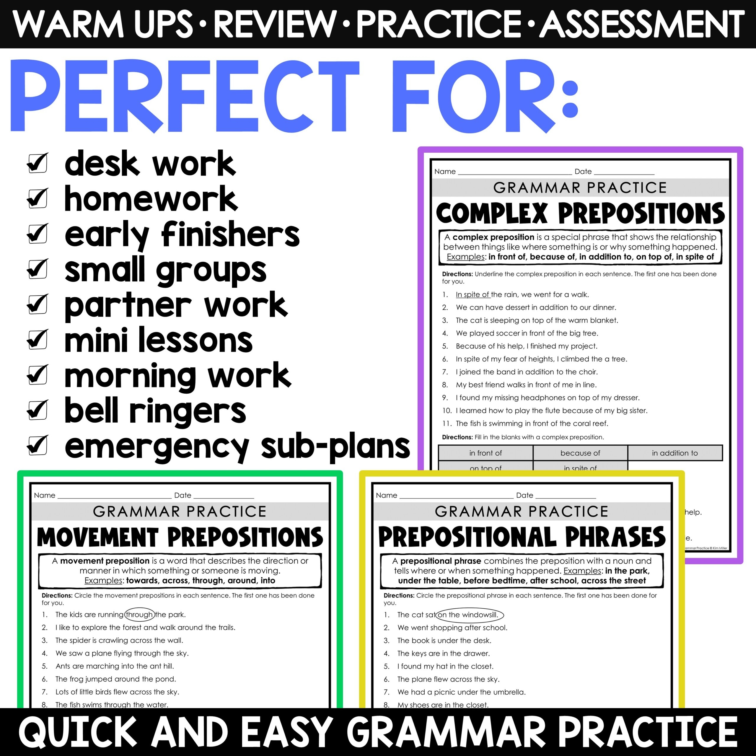 Prepositions Worksheets Grammar Activities Parts Of Speech 