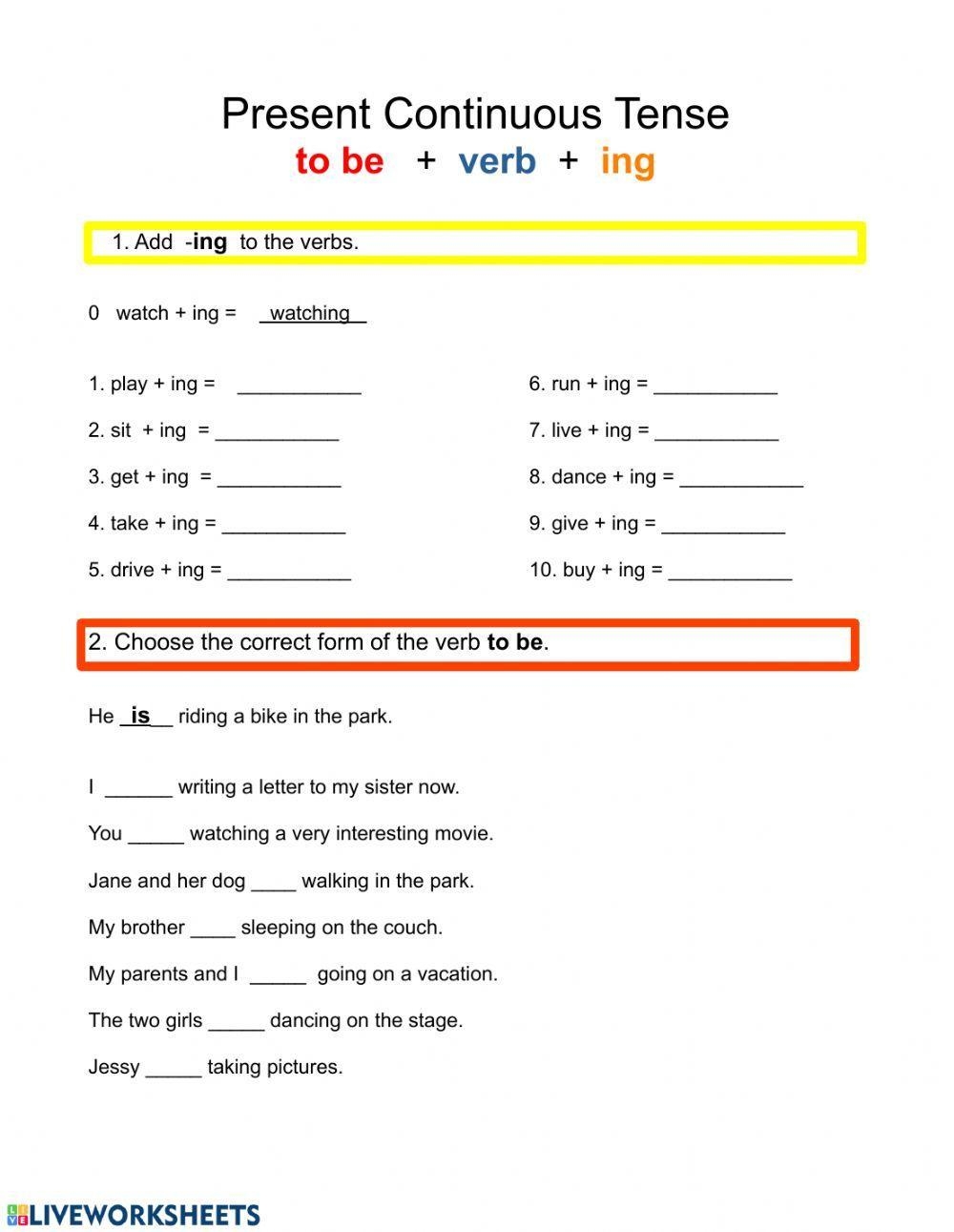 Present Continuous Grammar Worksheet