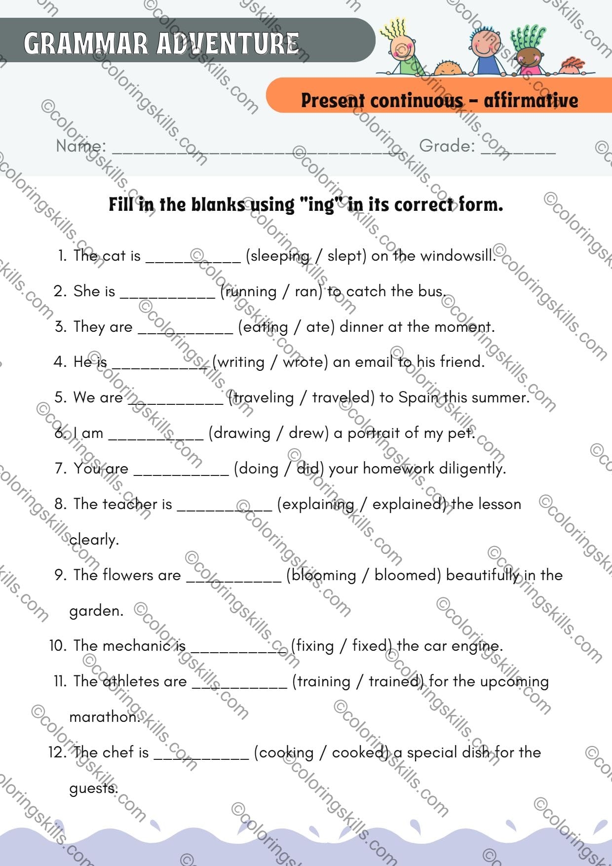 Present Continuous Adventure Simple And Engaging Grammar Exercises