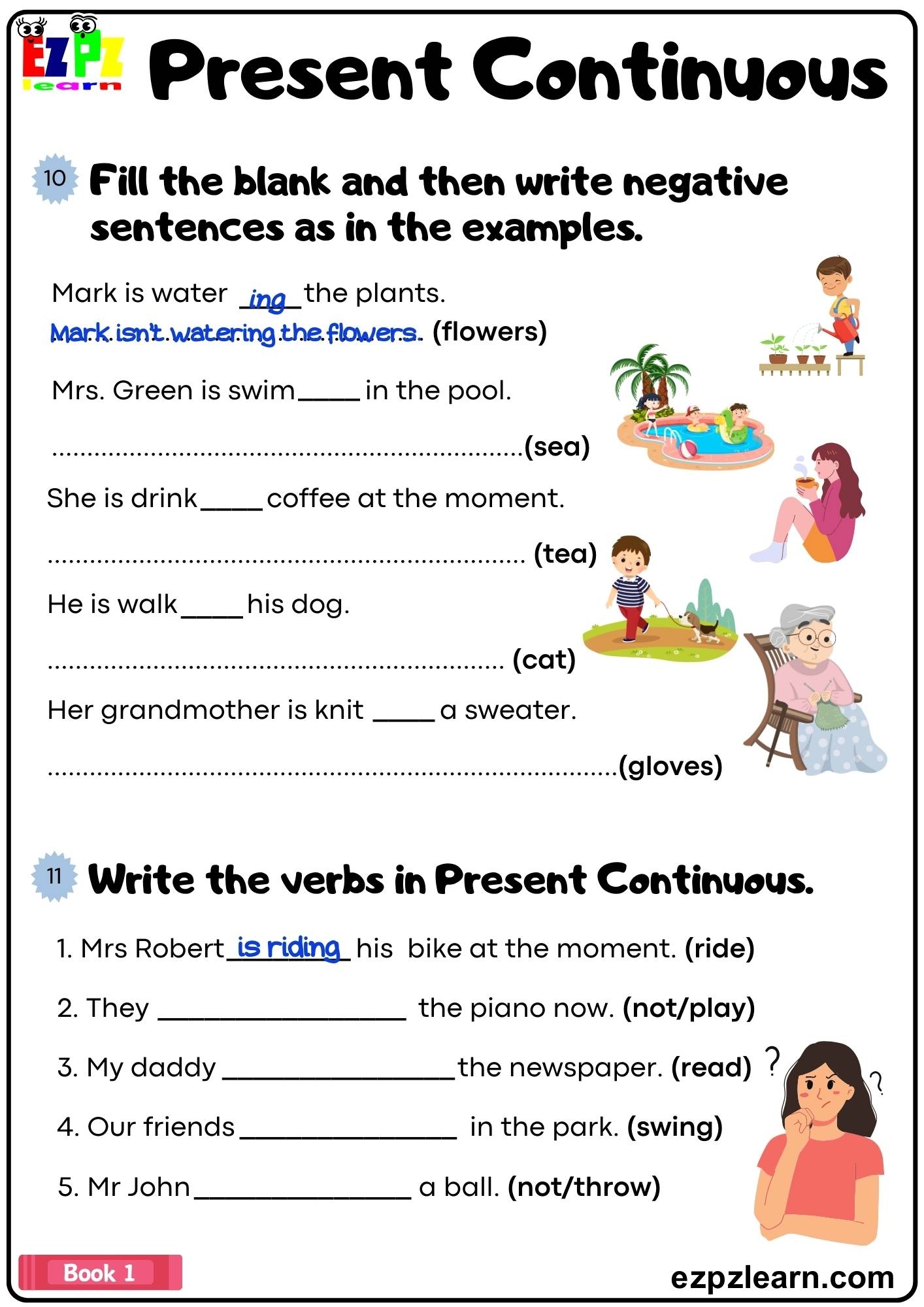 Present Continuous Fill In The Blanks And Write Negative Sentences Worksheet Pdf 1 Ezpzlearn Present Continuous Fill In The Blanks And Write Negative Sentences Worksheet Pdf 1 Ezpzlearn