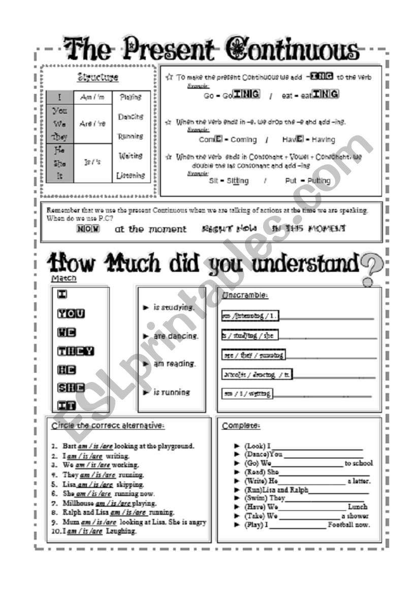 Grammar Worksheet Present Continuous