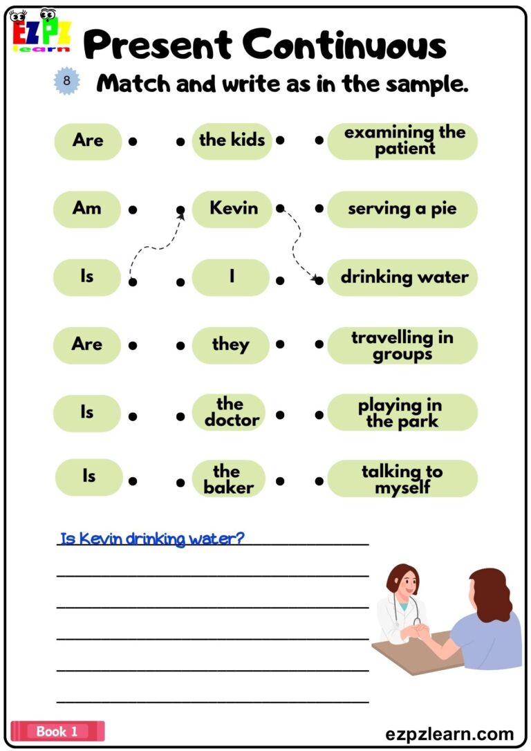 Present Continuous Match And Write The Sentences Grammar Worksheet 