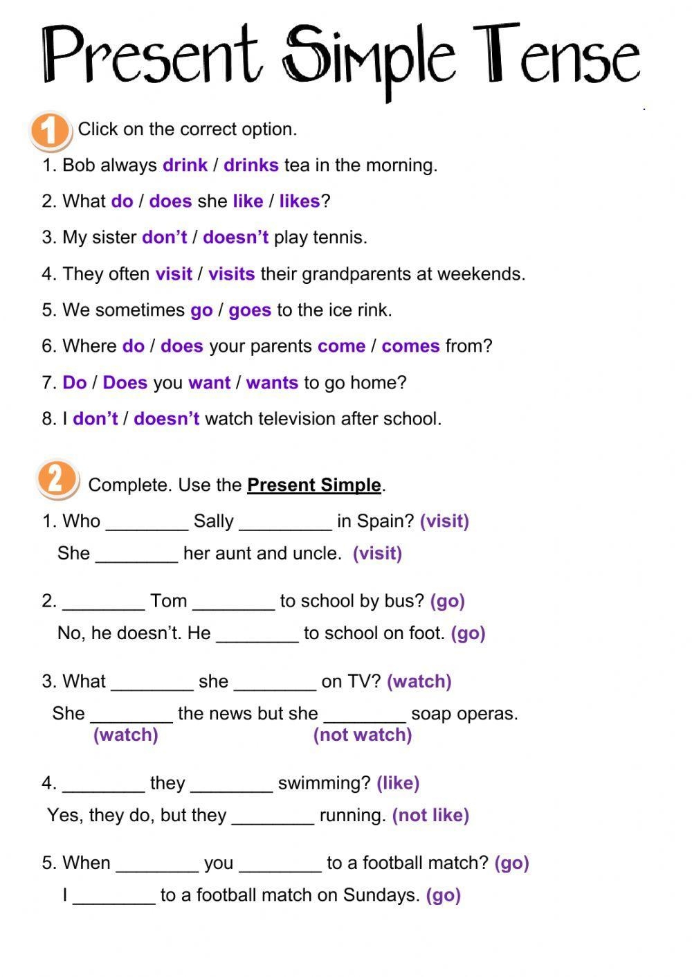 Present Simple ESL Worksheets 45394