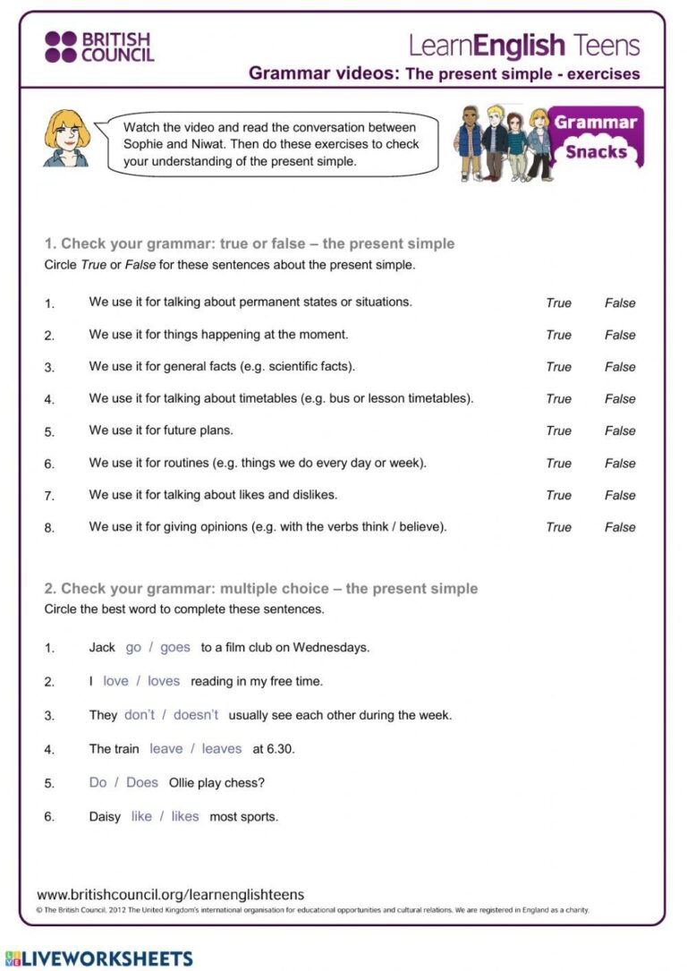 Present Simple Free Interactive Worksheets 5419969