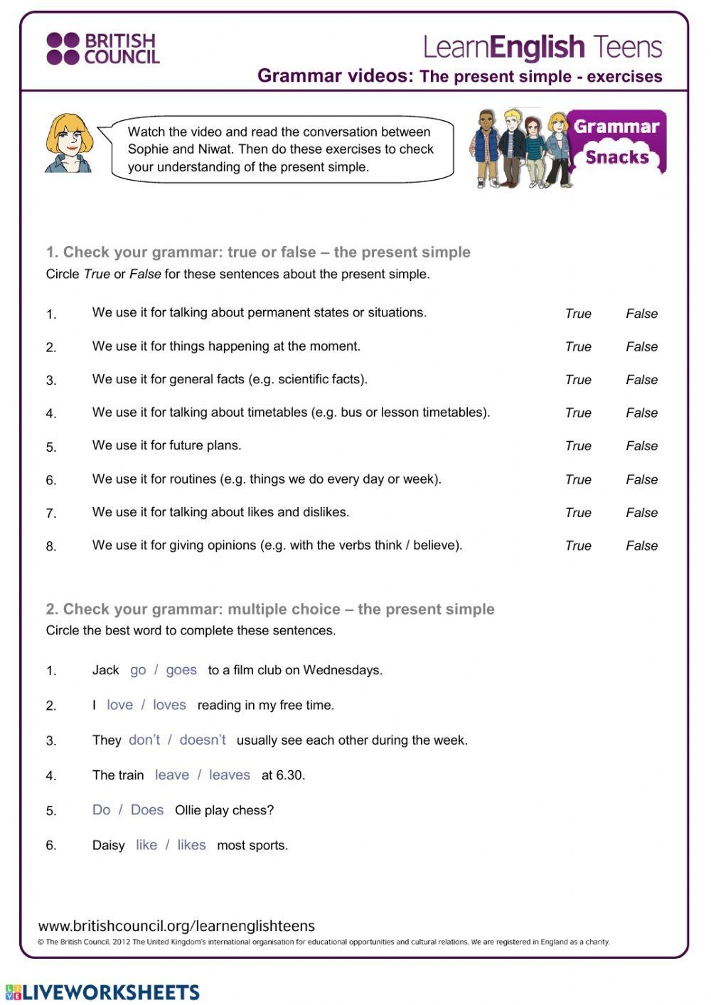 Present Simple Free Interactive Worksheets 5419969